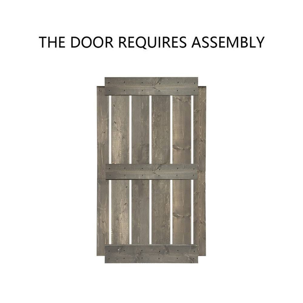 30 in. x 84 in. Solid Walnut Stained Pine Wood Interior Sliding Barn Door with Hardware Kit Q588102