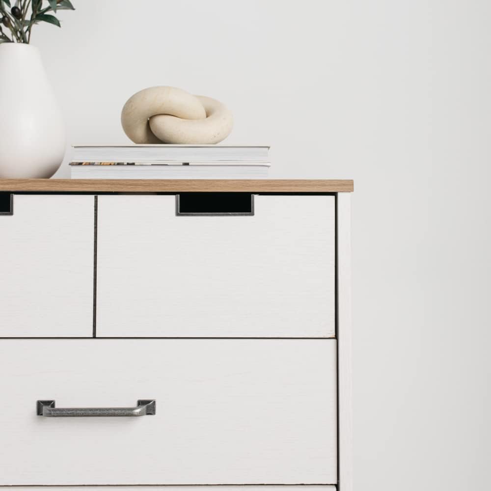 White 5 Drawer Wood Chest I209