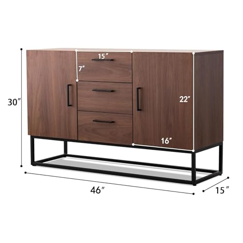White Sideboard Storage Cabinet with Shelves and 2 Doors E833