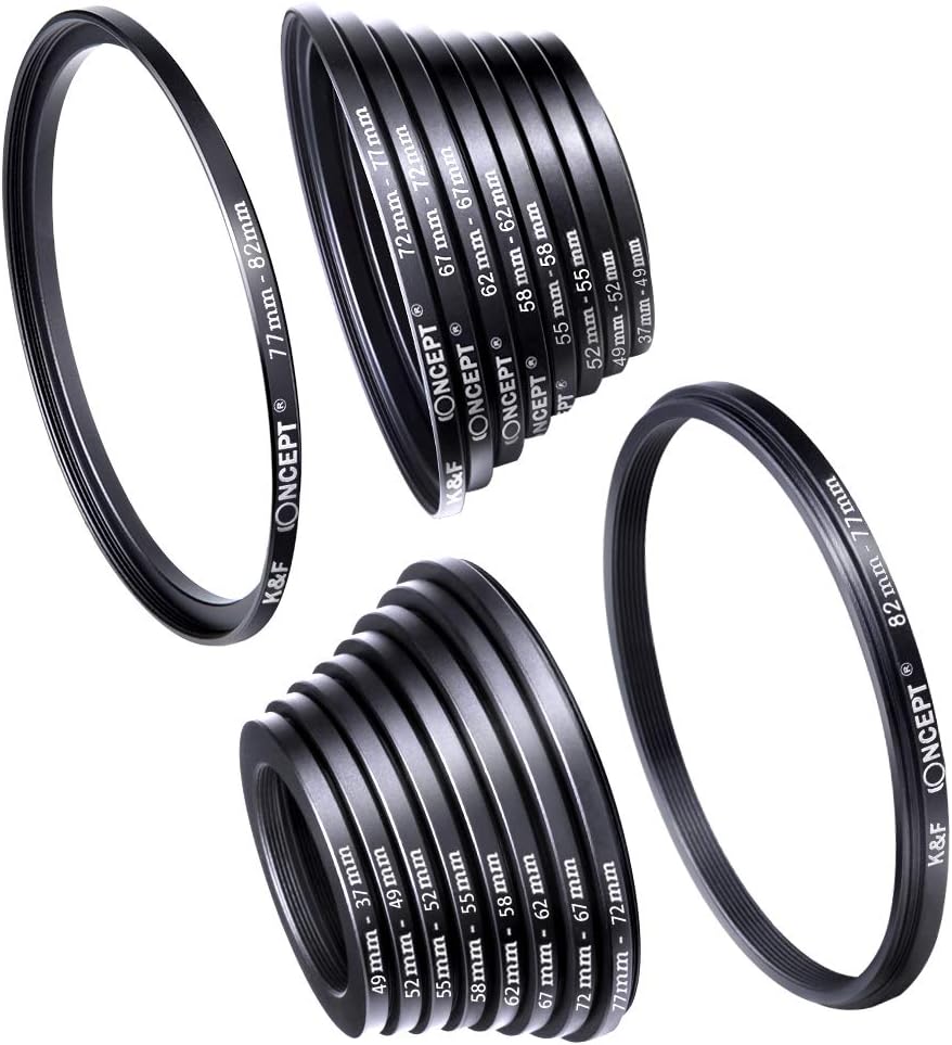 18 Pieces Filter Ring Adapter Set Black U893