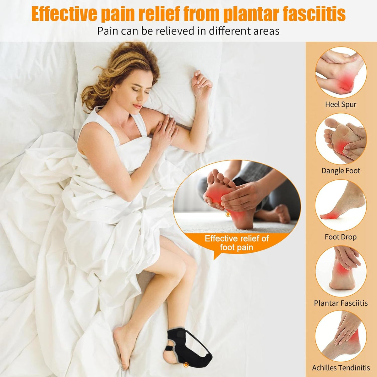 Black Plantar Fasciitis Night Splint Brace (Small) G739