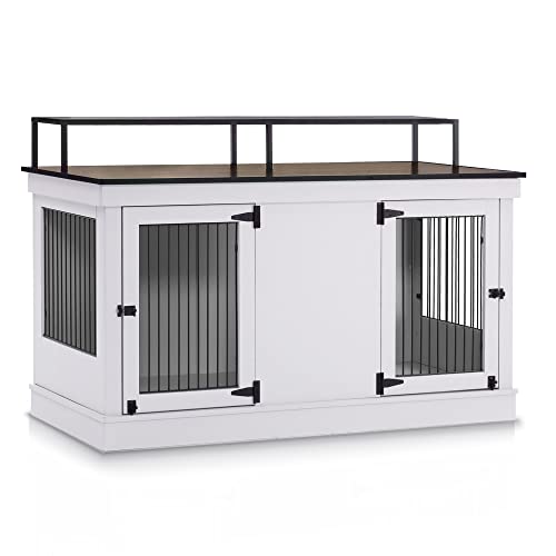 Large Wooden Dog Crate with Double Doors (Brown) G985