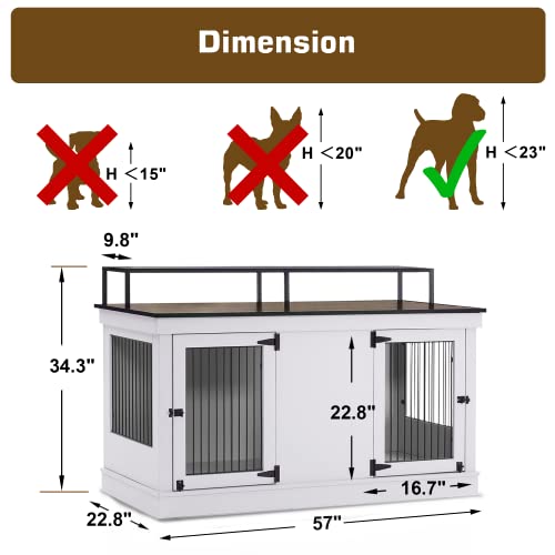 Large Wooden Dog Crate with Double Doors (Brown) G985
