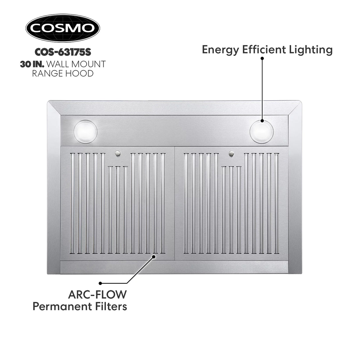 Stainless Steel Ductless Wall Mount Range Hood with LED Lighting and Carbon Filter Kit V54685