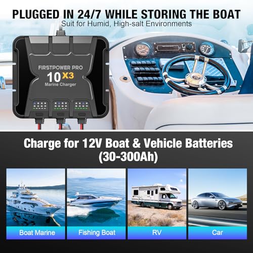 30A 12V Waterproof Onboard Battery Charger for SLA/AGM, Lithium, Calcium & Deep-Cycle Battery M704351