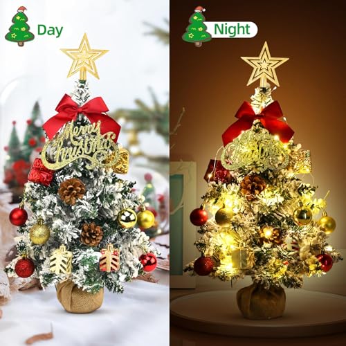 24 Inch Green Artificial Tabletop Christmas Tree with LED Lights F492187