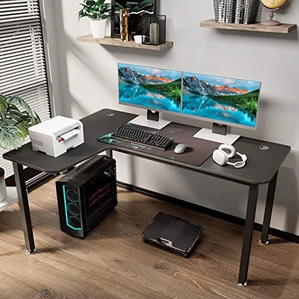 L-Shaped Computer Desk with Large Mouse Pad & Cable Management V59328