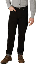 Black Flannel Lined Denim Straight Pants O503