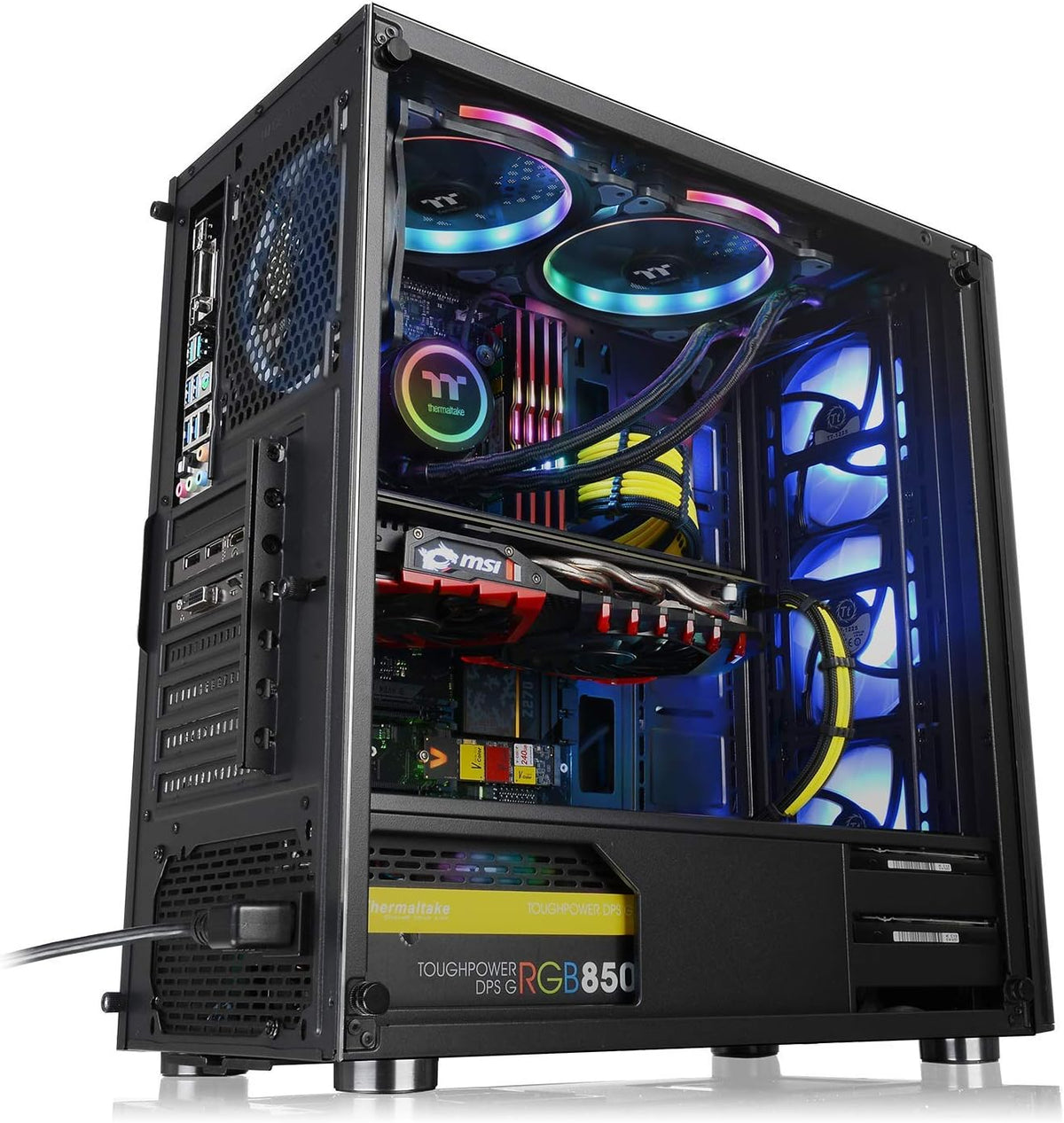Tempered Glass ATX Mid-Tower Chassis with 3 120mm RGB Fan + 1 Black 120mm Rear Fan I8297