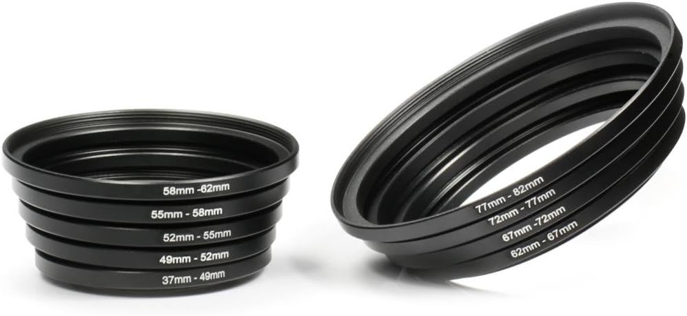 18 Pieces Filter Ring Adapter Set Black U893