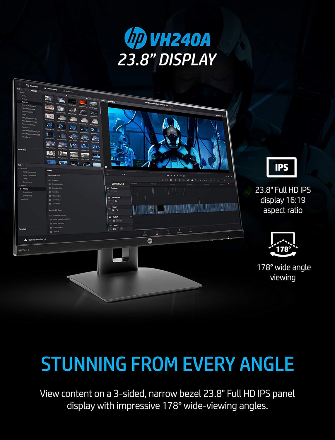 23.8-Inch Full HD 1080p IPS LED Monitor with Built-In Speakers and VESA Mounting, Black Y11522