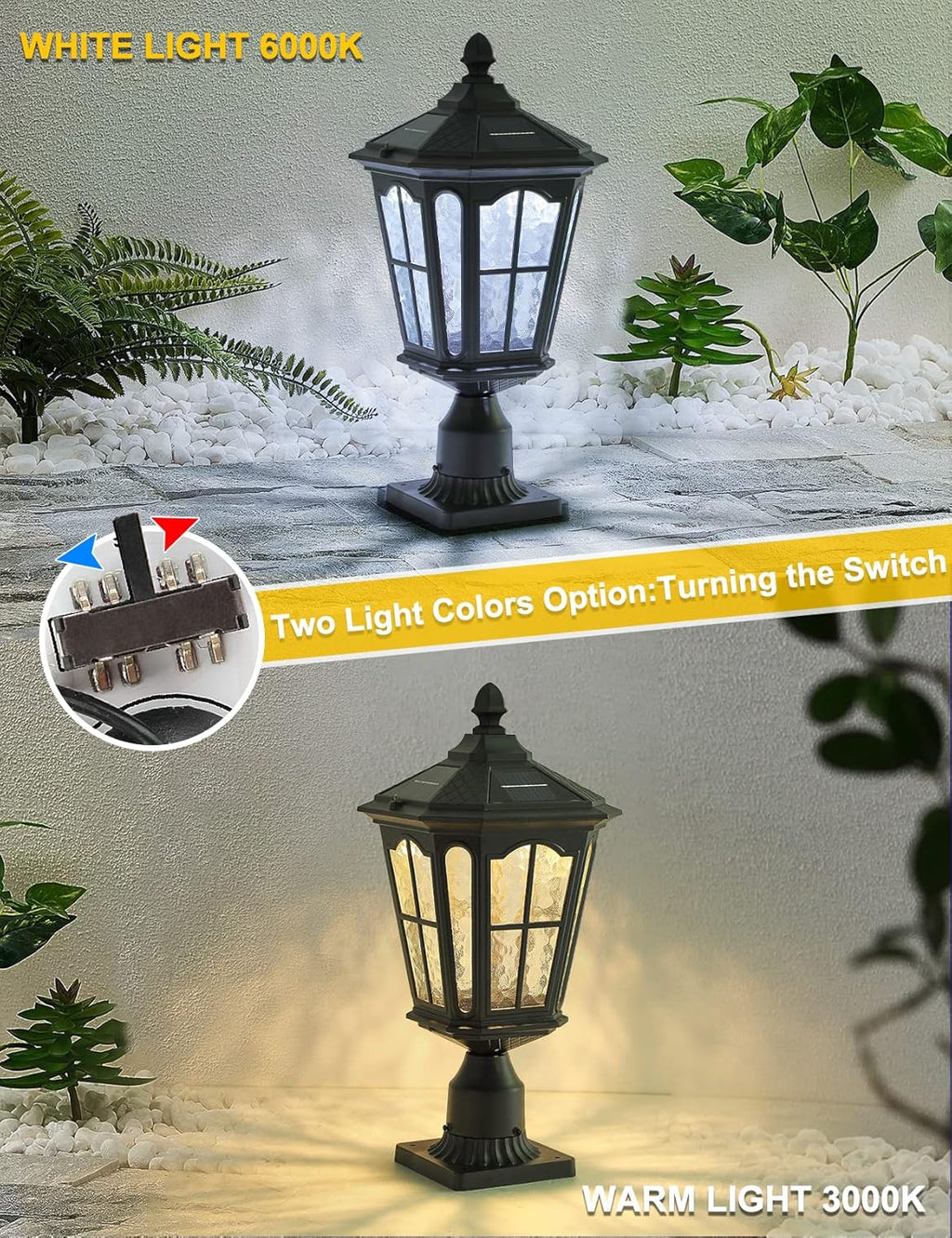Solar Lamp Post Light with 3-Inch Pier Mount Base, Die Cast Aluminum, 20.5''H, Matte Black L31872