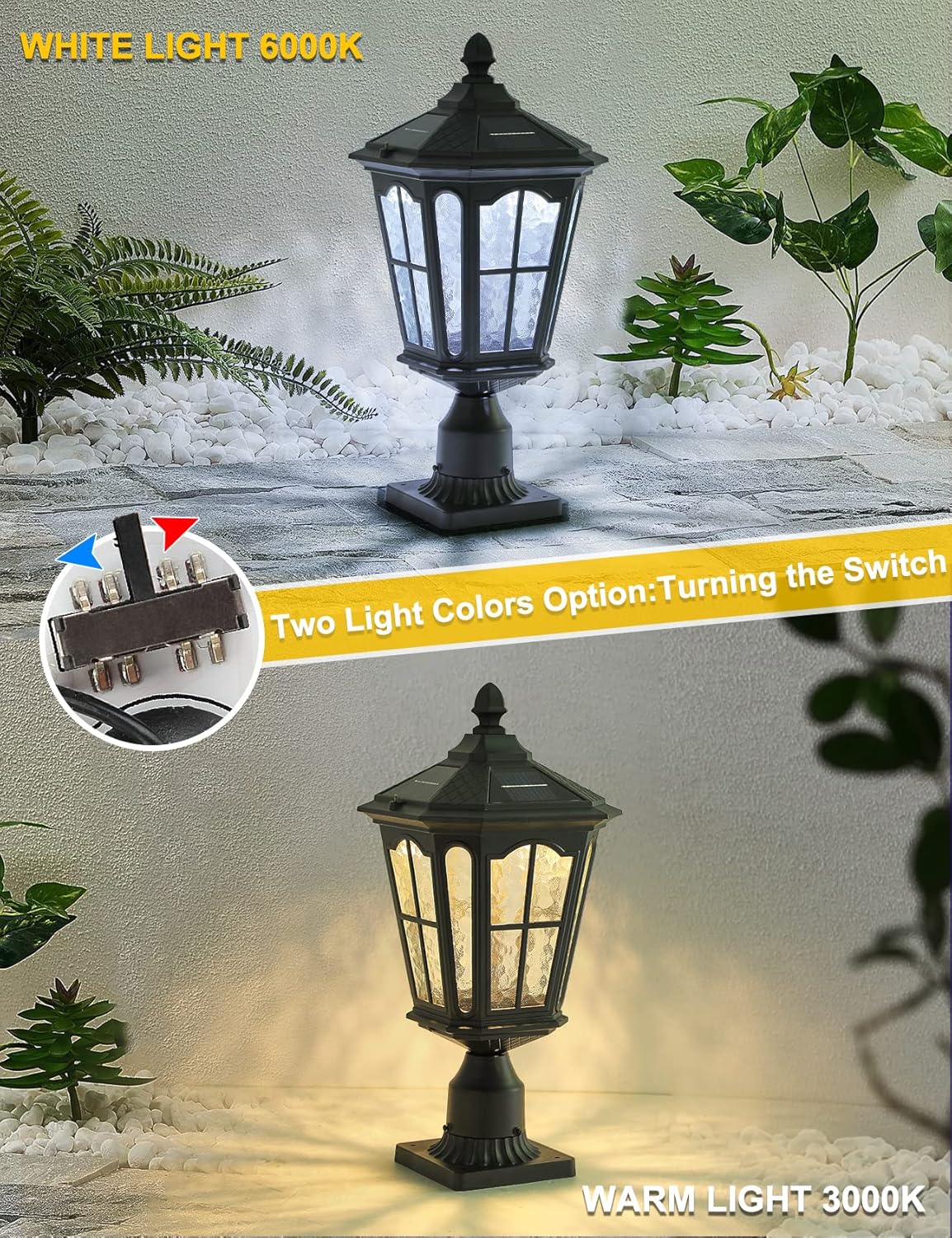 Solar Lamp Post Light with 3-Inch Pier Mount Base, Die Cast Aluminum, 20.5''H, Matte Black L31872