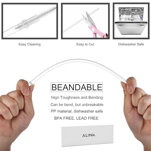 12-Pack Reusable Hard Plastic Clear Straws 10.5 in x 0.3 in with Cleaning Brush J8975
