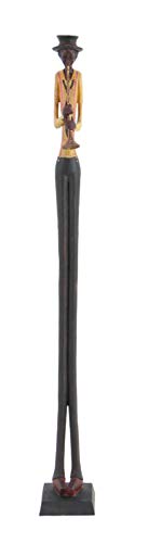 Set of 4 Polystone Decorative Sculptures with Black Base Stand, Brown D5418