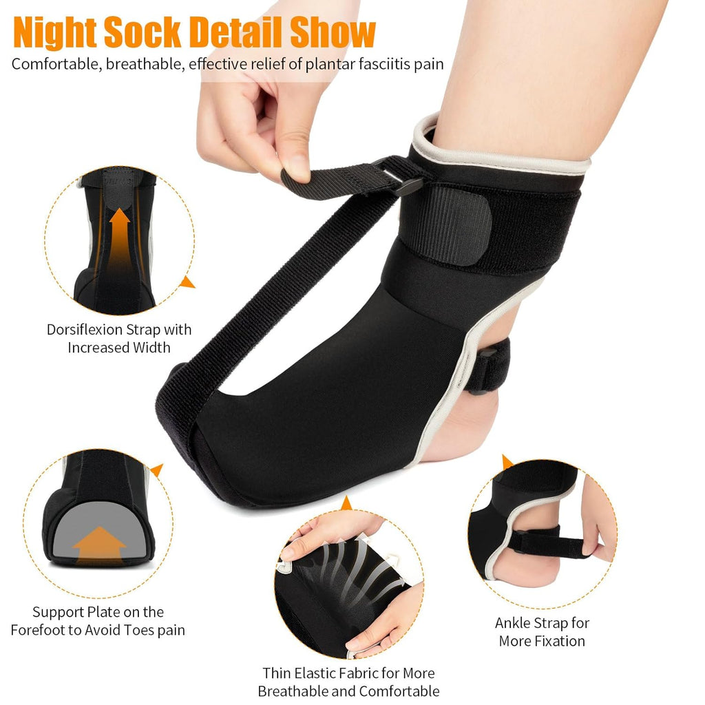 Black Plantar Fasciitis Night Splint Brace (Small) G739
