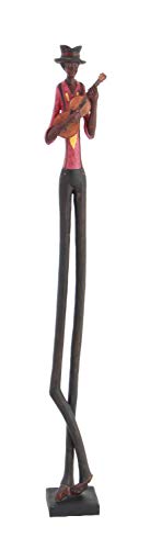 Set of 4 Polystone Decorative Sculptures with Black Base Stand, Brown D5418