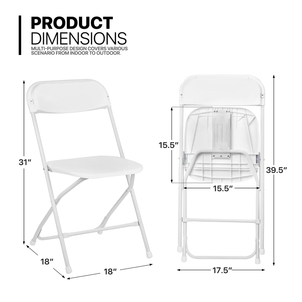 11-Piece 6 Ft Folding Dining Table with Chairs Set, White H6407