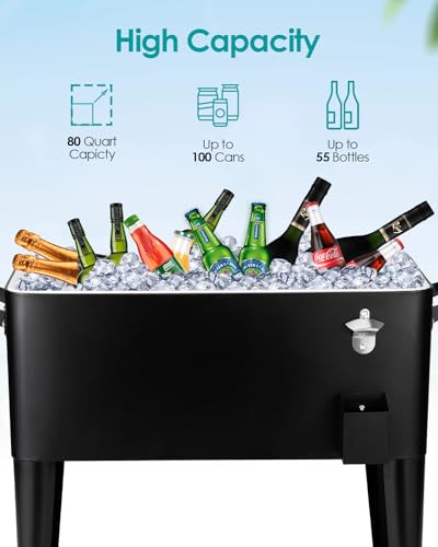 80 Quart Rolling Cooler Cart on Wheels M81024