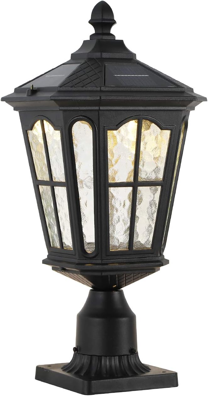 Solar Lamp Post Light with 3-Inch Pier Mount Base, Die Cast Aluminum, 20.5''H, Matte Black L31872