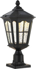 Solar Lamp Post Light with 3-Inch Pier Mount Base, Die Cast Aluminum, 20.5''H, Matte Black L31872