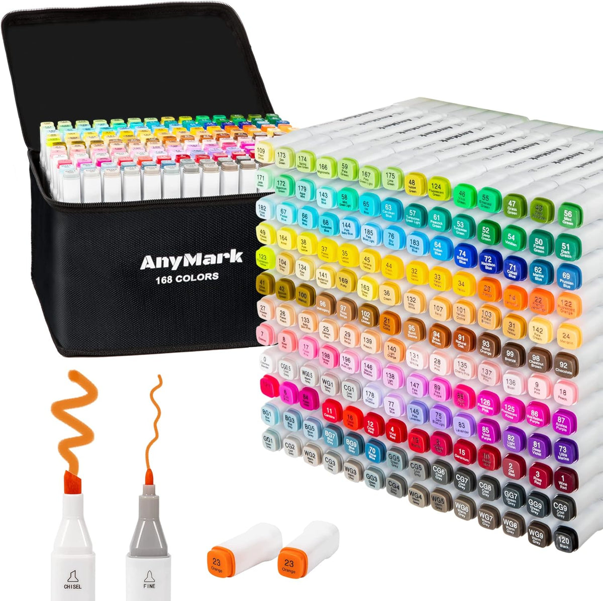 168 Colors Alcohol Markers, Dual Tip Art Markers F5307