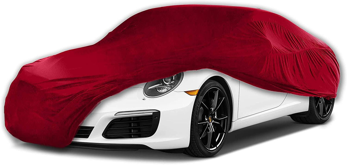 Indoor Car Cover Elastic Breathable Dustproof 130GSM Large Red J100