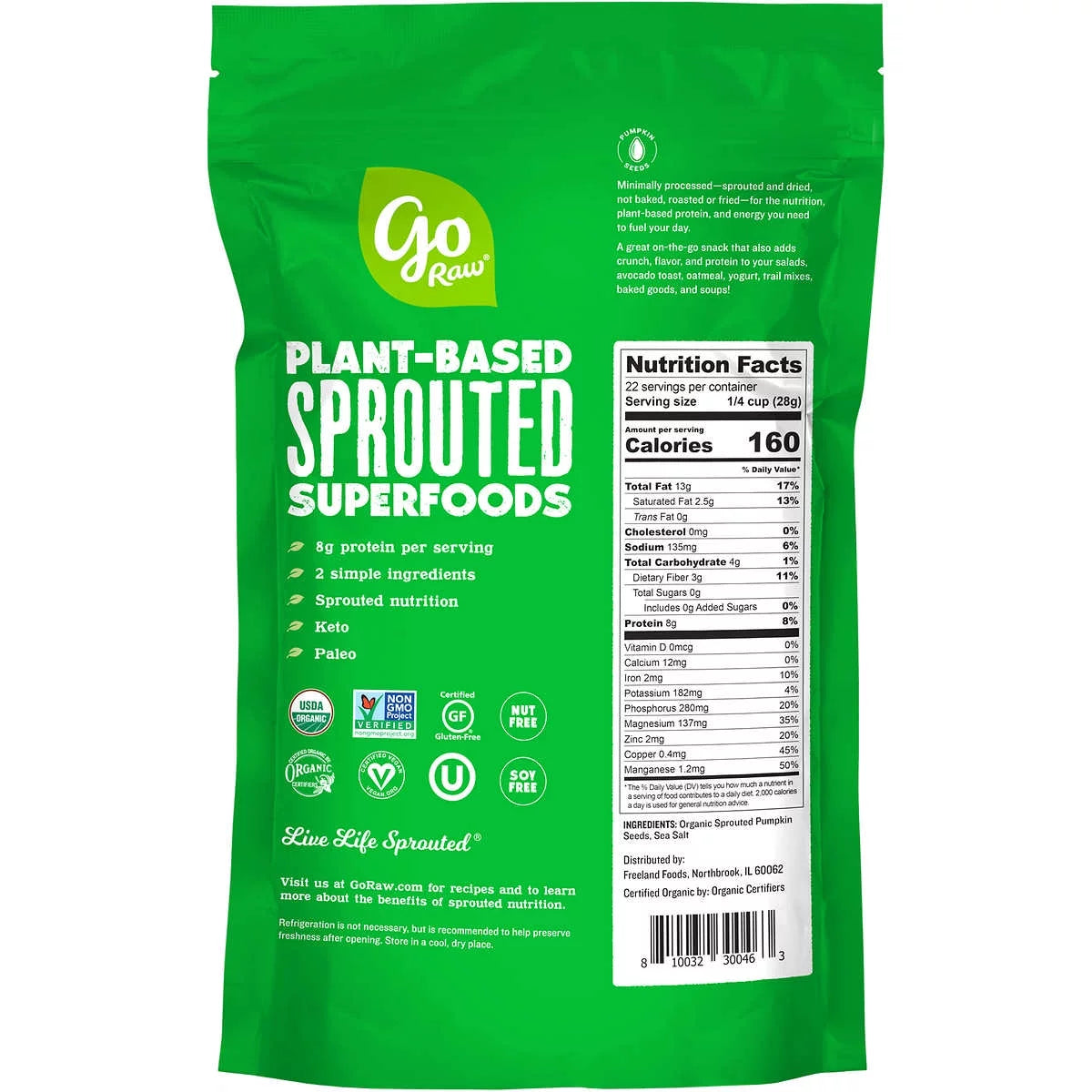 Organic Pumpkin Seeds with Sea Salt, 22 oz H70755