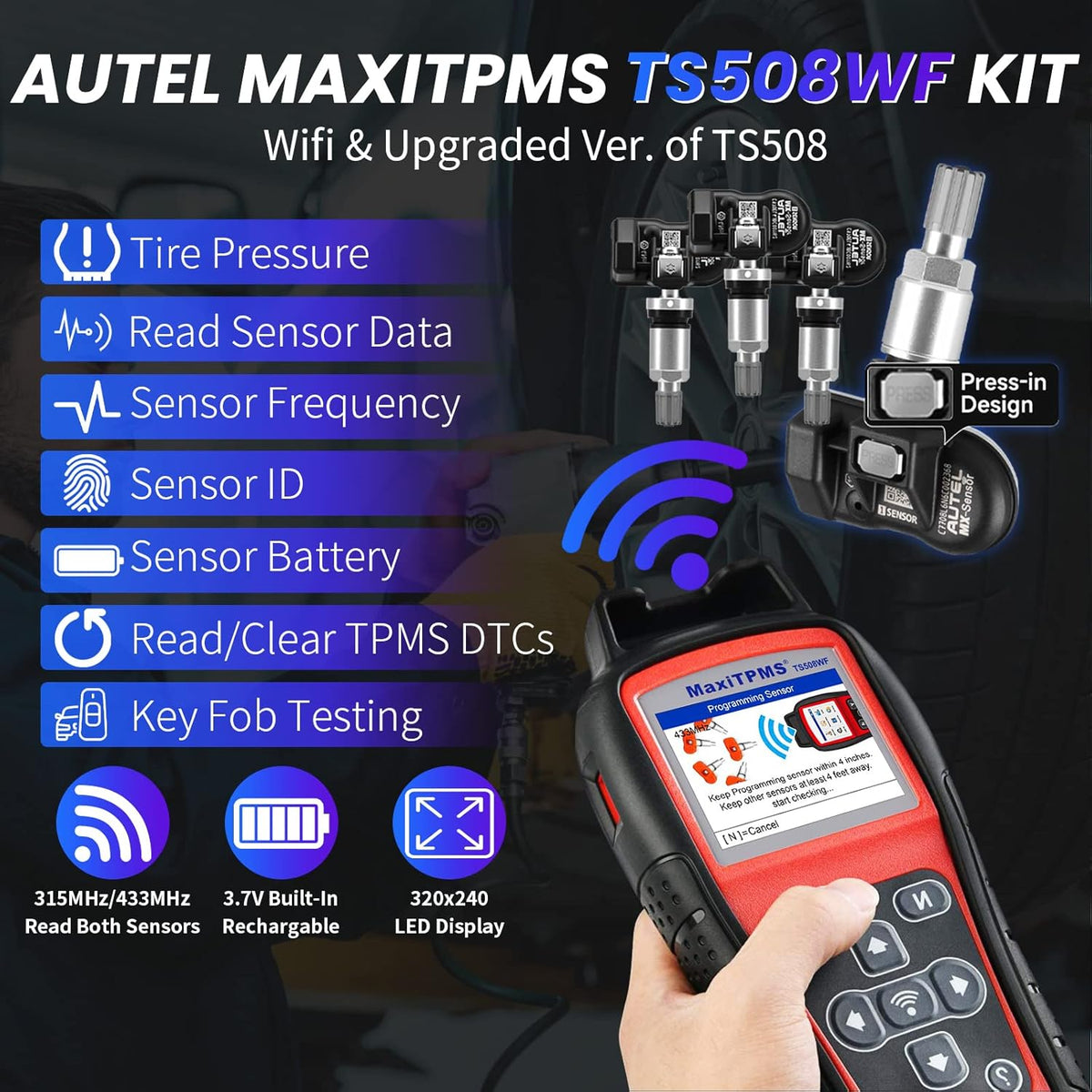 TPMS Tool with 4PCS 315+433MHz Sensors G617