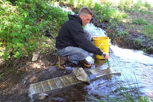 Gold Mining Kit; 50 inch Gold Sluice Box; Gold Prospecting Equipment; Rock Pick Hammer; Gold Classifiers; Pay Dirt Scoop; Crevice Tools G4693