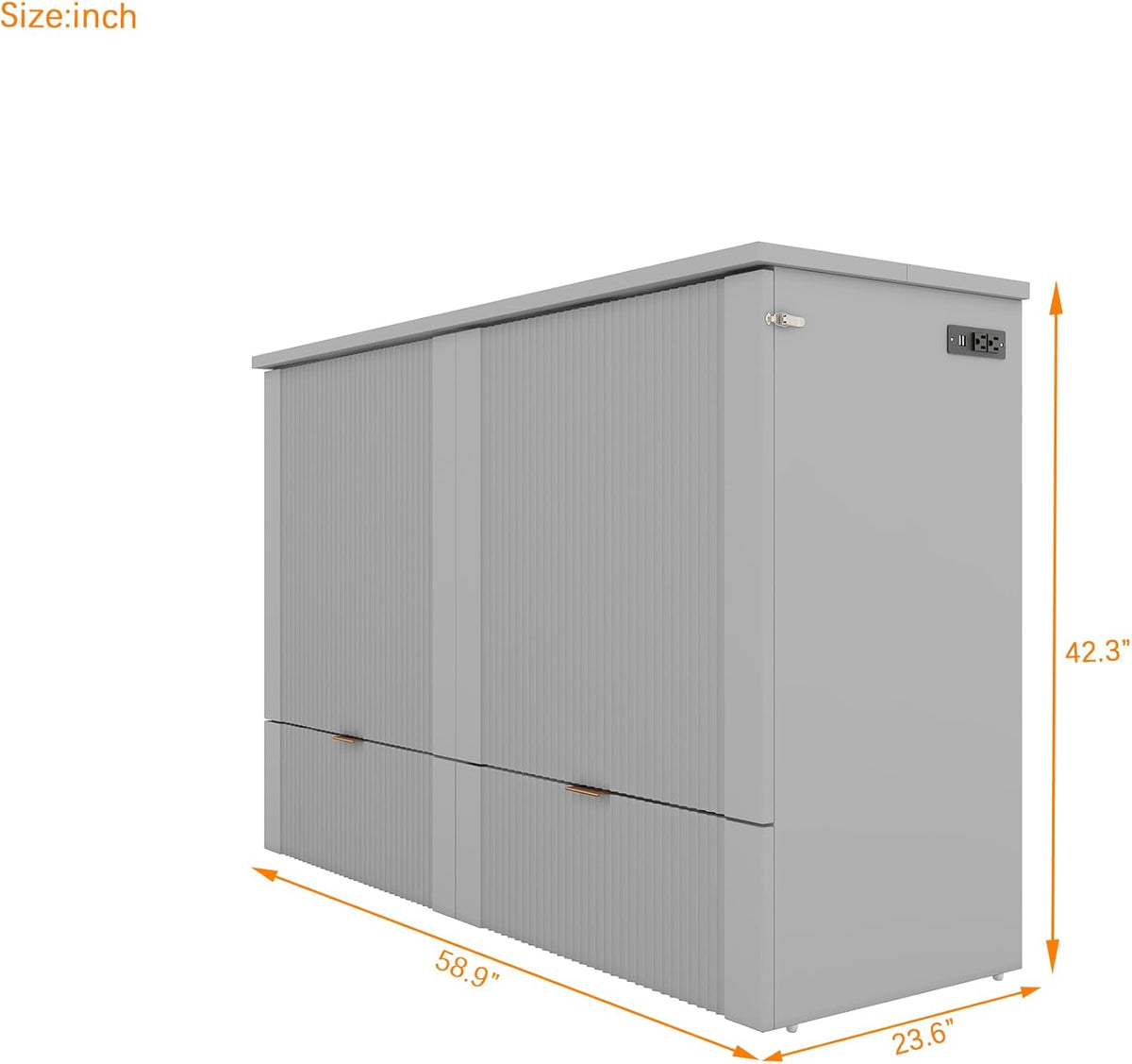 Gray Full Size Murphy Bed with Storage Drawers G801048