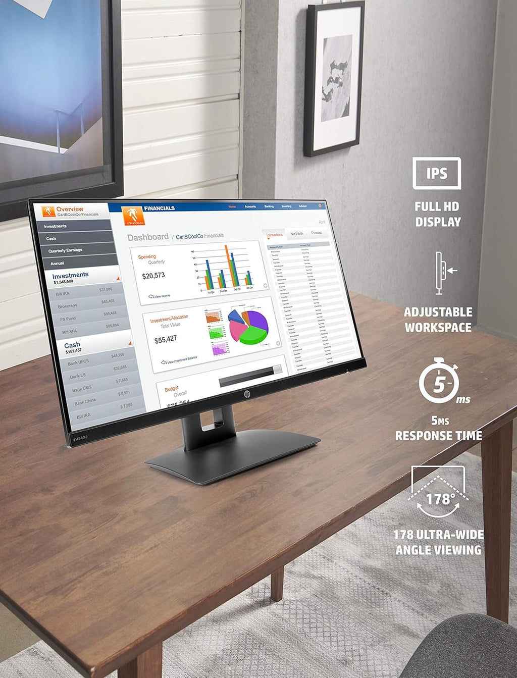 23.8-Inch Full HD 1080p IPS LED Monitor with Built-In Speakers and VESA Mounting, Black Y11522