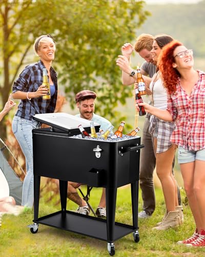 80 Quart Rolling Cooler Cart on Wheels M81024