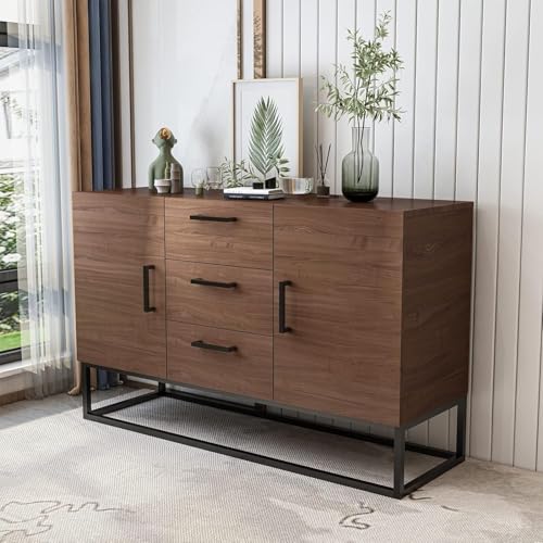 White Sideboard Storage Cabinet with Shelves and 2 Doors E833