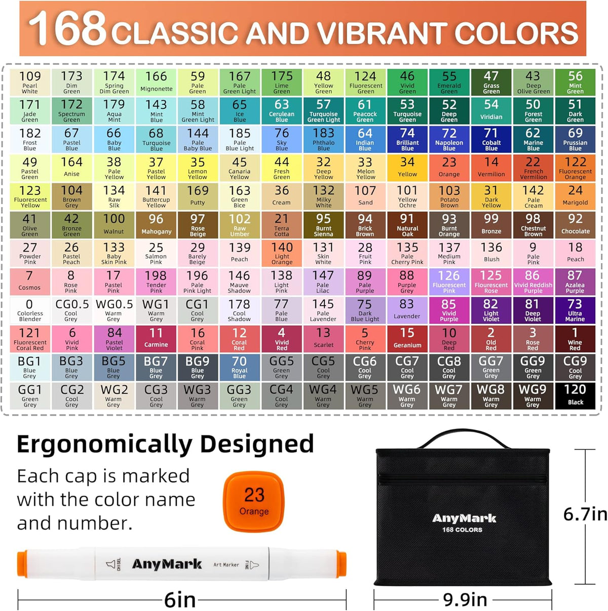 168 Colors Alcohol Markers, Dual Tip Art Markers F5307