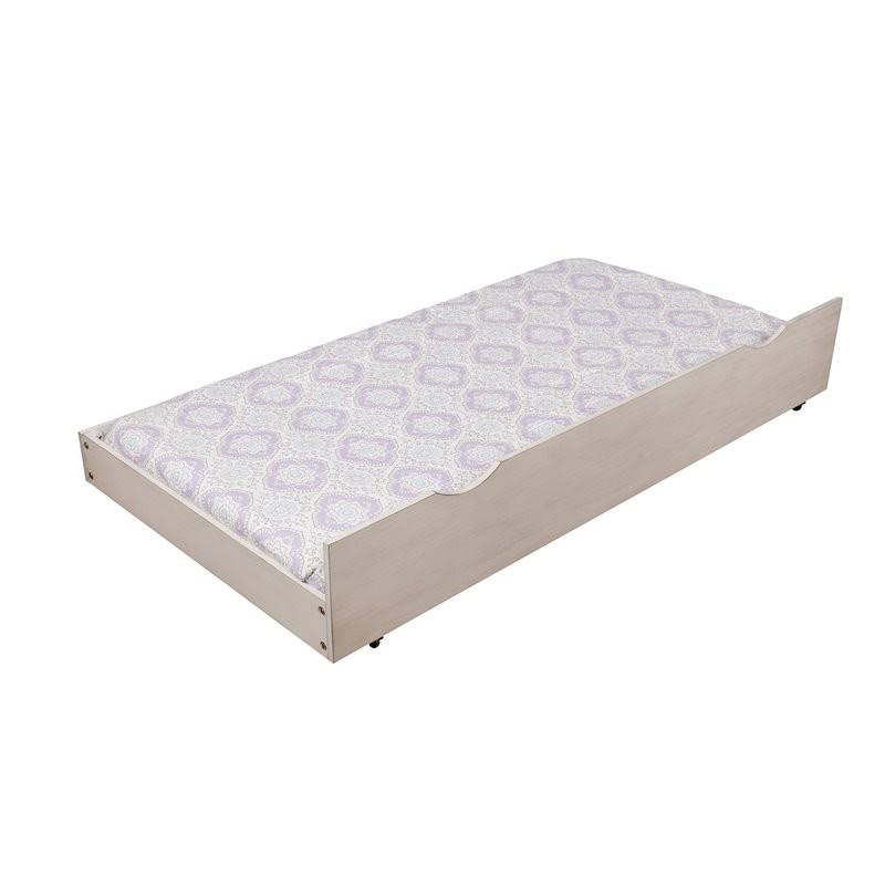 Solid Wood Kids Trundle in Antique White S33436