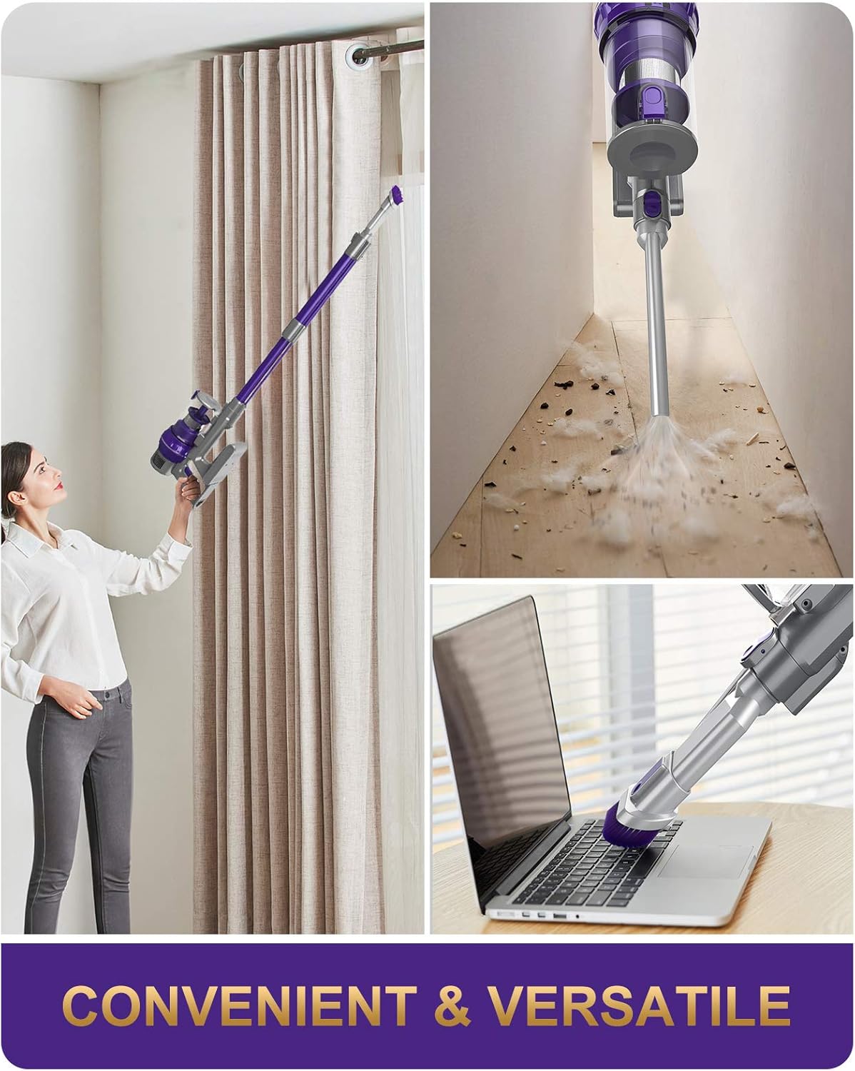 Cordless Vacuum Cleaner, 26KPA Stick Vacuum with Detachable Battery S68897