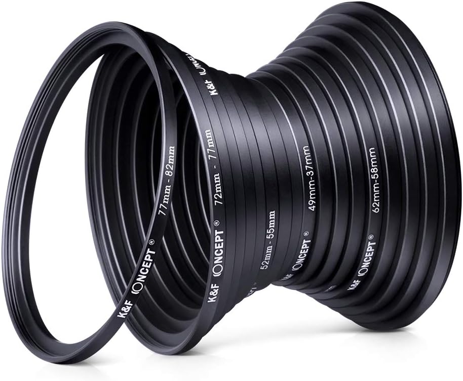 18 Pieces Filter Ring Adapter Set Black U893