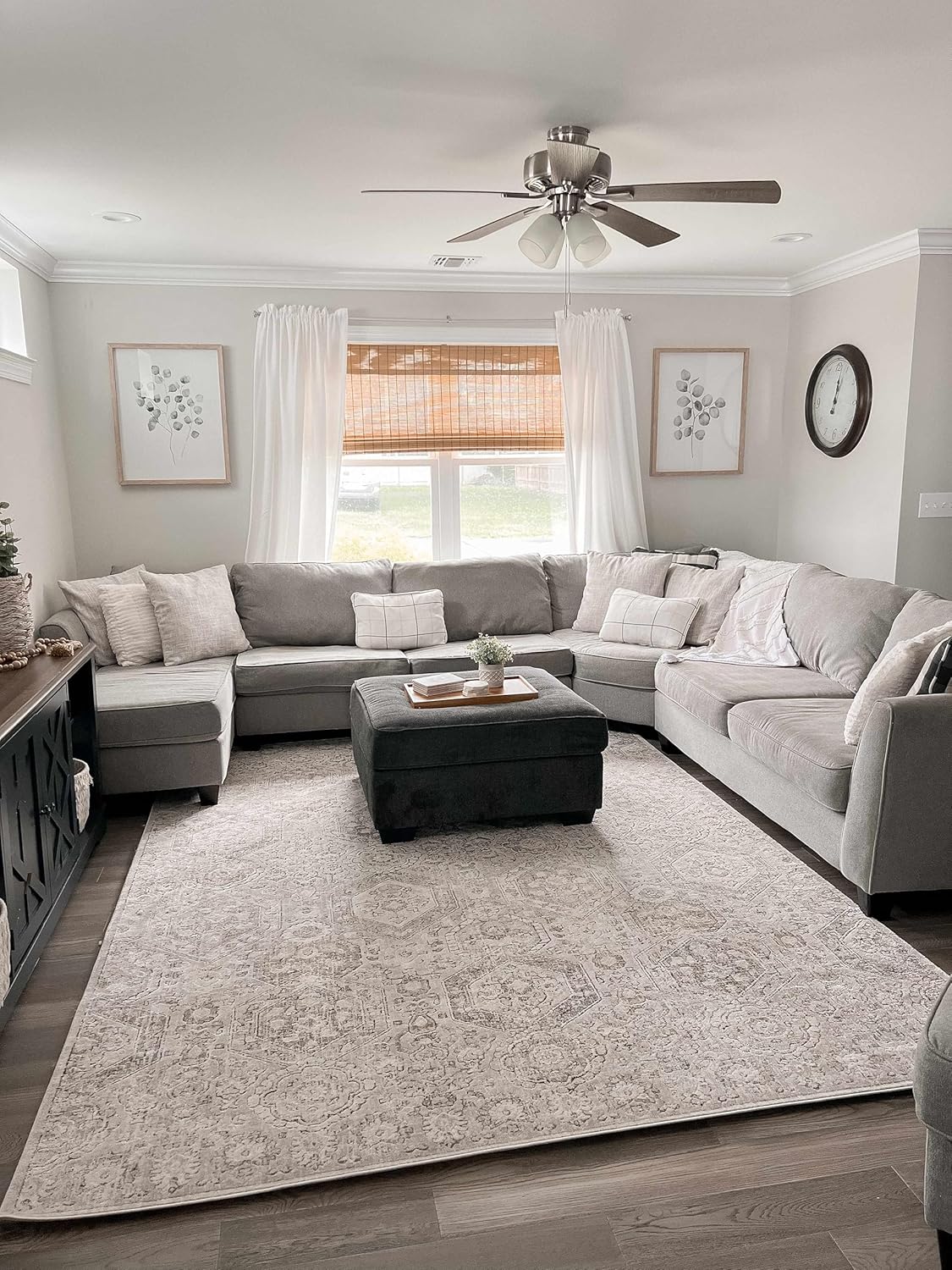 Beige Gray Brown Cream 6'7" x 9' Area Rug Z4861