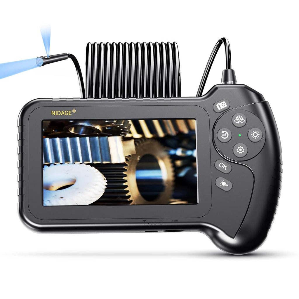 5'' IPS Screen 1080P Industrial Snake Camera with 11.5FT Waterproof Flexible Cable 8 LEDs 32GB Card N148