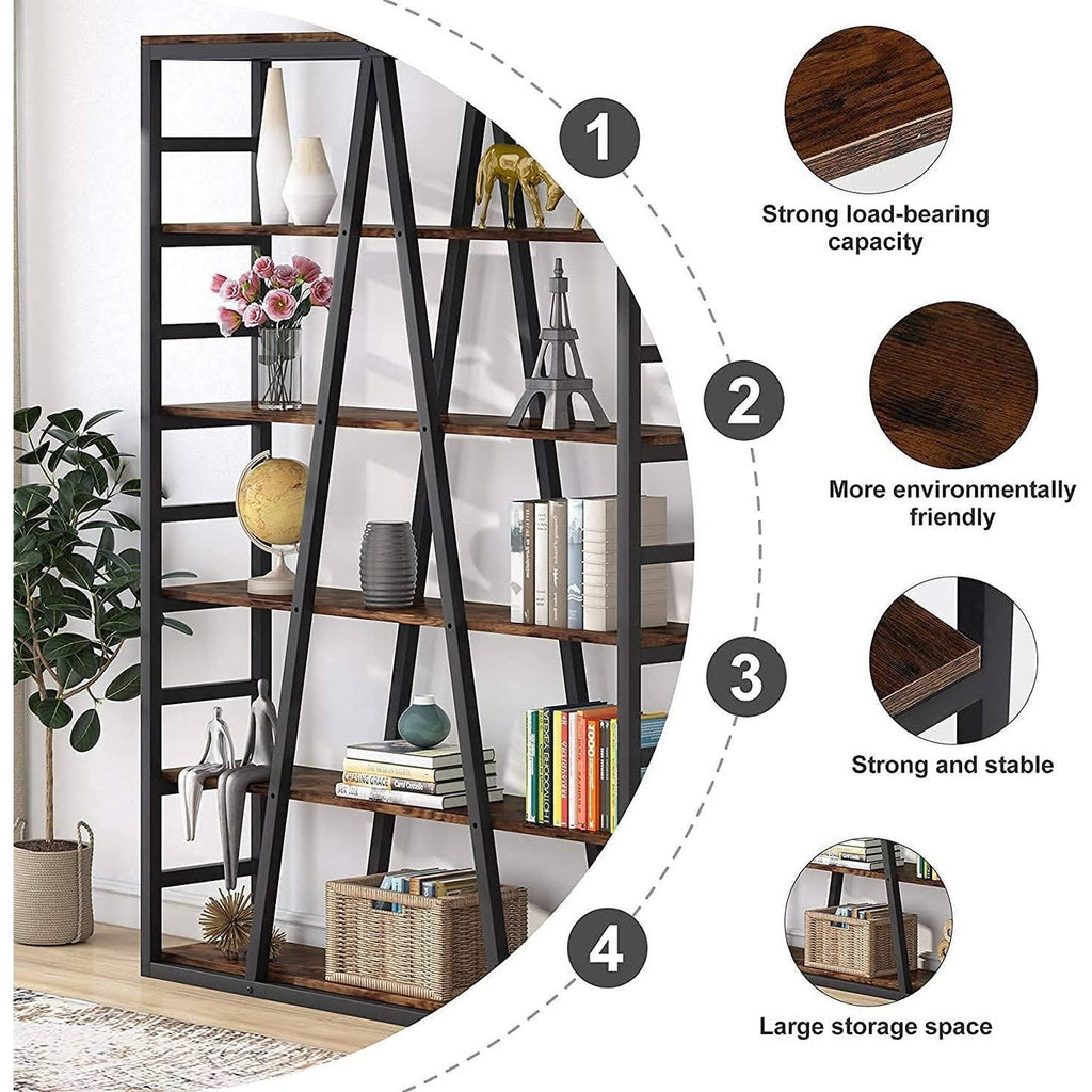 White 6 Tier Industrial Bookshelf V469163