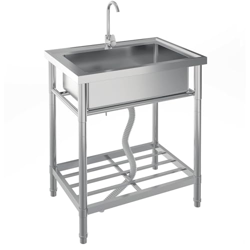 Stainless Steel 24" Single Bowl Utility Sink with Faucet W749