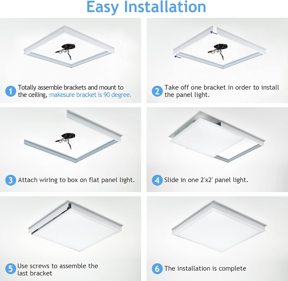 2x2 FT Surface Mount Kit for LED Flat Panel Light - Aluminum 24x24 inch Ceiling Frame Kit T190931
