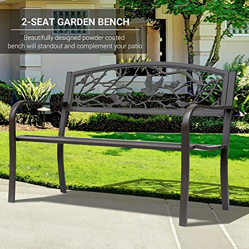 50" Animal Pattern Cast Steel Metal Garden Bench X54839