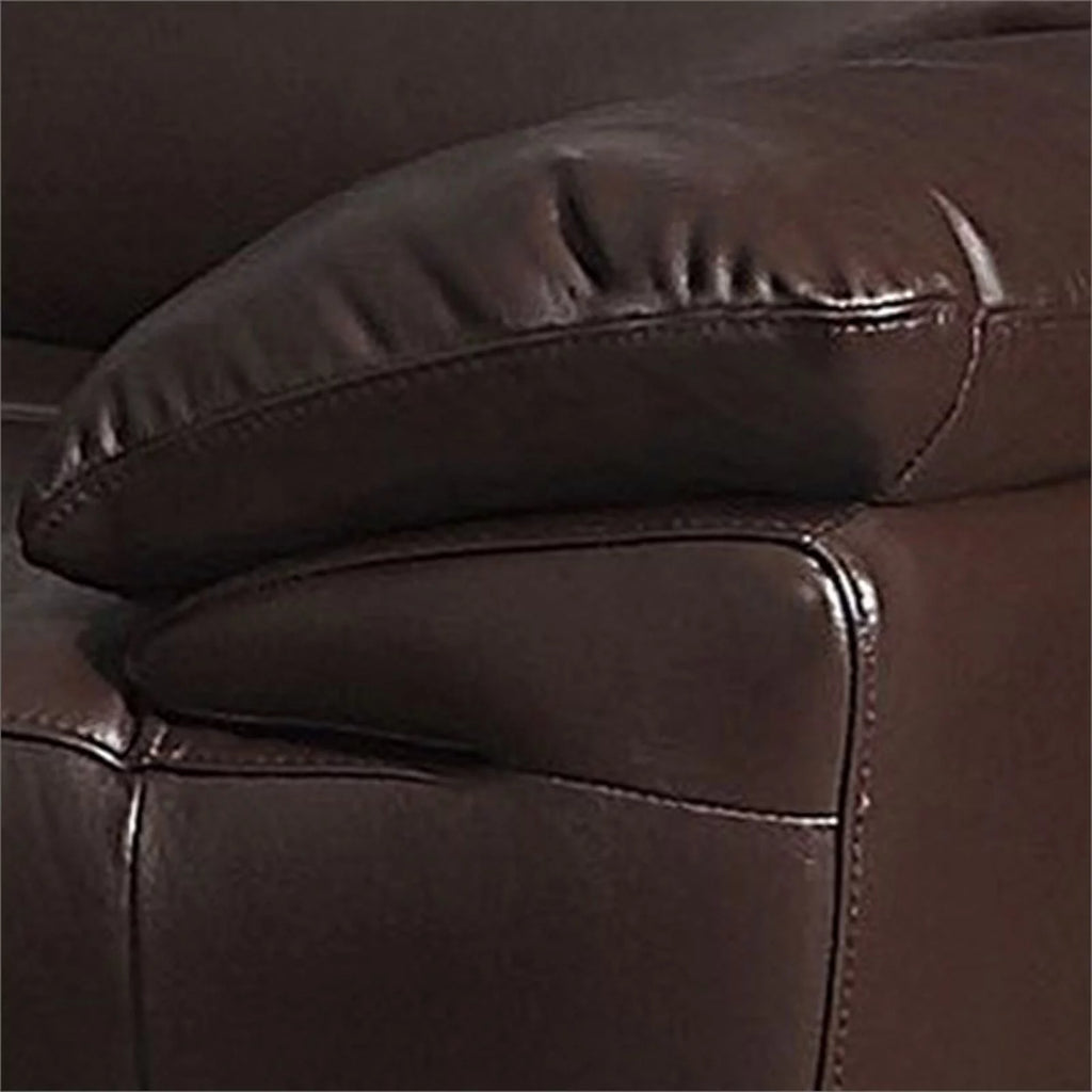 Dark Brown Leatherette Chair with Wooden Legs O5353