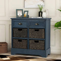 Antique Navy Wood Storage Chest with 2 Drawers and 4 Baskets Z13455