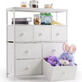 Grey 7 Fabric Drawer Dresser TV Stand M6087