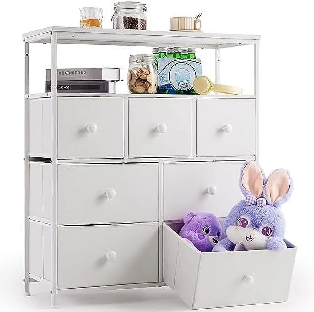 Grey 7 Fabric Drawer Dresser TV Stand M6087
