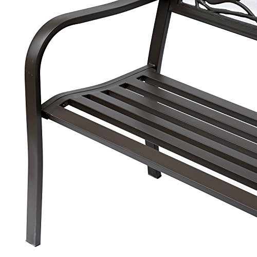 50" Animal Pattern Cast Steel Metal Garden Bench X54839