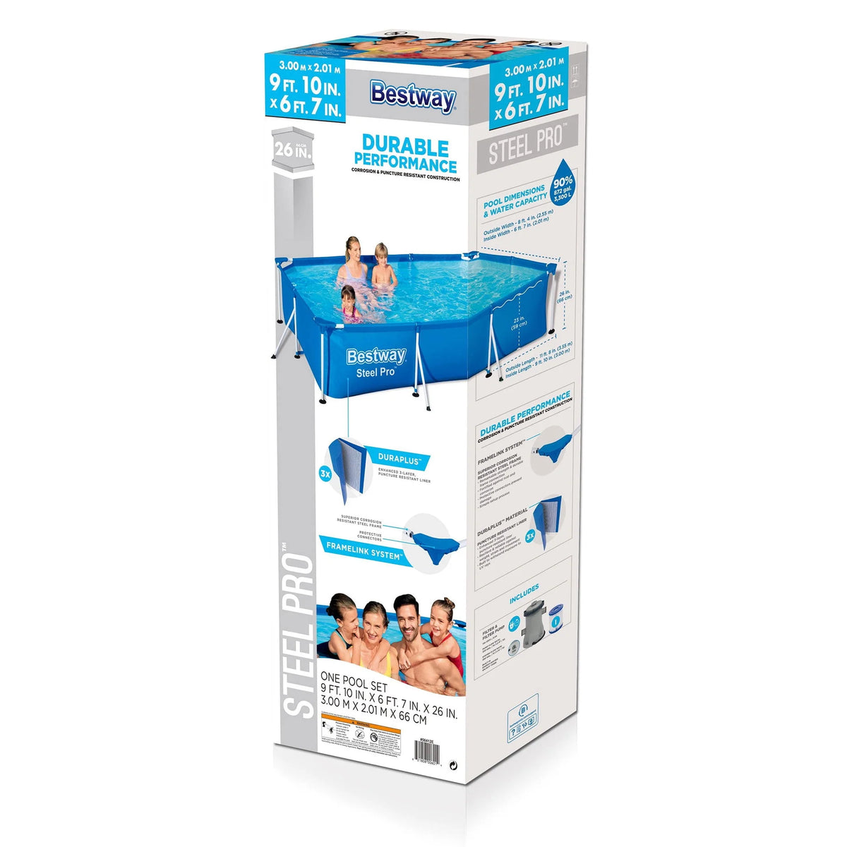 Steel Pro 9.8'x6.6'x26 Rectangular Above Ground Swimming Pool Set O1561